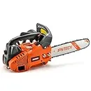 Gas Chainsaw 12 Inch Top Handle Chainsaw 25.4CC 2-Cycle Handheld Cordless Petrol Portable Gas Powered Chain Saw for Tree Wood Cutting