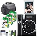 Fujifilm Instax Mini 40 Instant Camera Black Vintage Bundle with Fuji Instax Mini Film 60 Sheets + 4 Rechargeable Batteries and More Perfect Camera for Kids, Wedding, Birthday Or Any Occasion