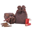 Drawstring Canvas Ammo Bag Cartridge Bag Leather Rifle Shotshell Storage Pouch