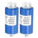 uxcell CBB60 8uf Running Capacitor,2Pcs AC 250V 4Pins 50/60Hz Cylinder Bottom with Screw 65 x 35mm for Washing Machine,Cleaning Machine Motor Star