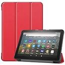 Fead Case for All-New Fire HD 8 2020 / HD 8 Plus, Tri-fold Folio Stand with Auto Wake/Sleep Case for All-New Amazon Fire HD 8 2020 and Fire HD 8 Plus Tablet (10th Generation, 2020 Release),Red