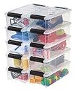 IRIS USA 5 Quart Stackable Plastic Storage Bins with Lids and Latching Buckles, 10 Pack - Clear, Containers with Lids and Latches, Durable Nestable Closet, Garage, Totes, Tubs Boxes Organizing