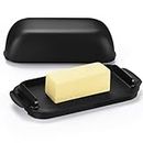 Butter Dish with Lid, Butter Container Holds for Countertop, Unbreakable Butter Keeper for Home Kitchen Decor, Perfect for East/West Coast Butter, BPA-Free, Microwave/Dishwasher Safe (Black)