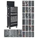 Sealey SPTCOMBO2 Tool Chest Combination 14 Drawer with Ball Bearing Runners, Black, 1179pc Tool Kit
