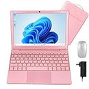 HBESTORE Laptop 10.1Inch Windows11 OS with Intel N4020 Processor,Built-in Camera, WiFi,HDMI,Portable Small Computer.Mini Laptop with Bag,Mouse Suitable for Learning and Entertainment. (Rose Gold)