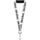 Buckle-Down Women's Lanyard-1.0"-Like A Boss White/Black Key Chain, Multicolor, One Size