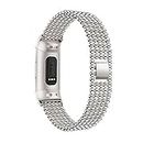Compatible with Fitbit Charge 3 Bands for Women Men, Stylish Charge3 SE Replacement Band Metal Beads Style Straps Bracelet Wristbands Accessory Watch Band for Fit Bit Charge 3 (Silver)