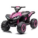Voltz Toys ATV Ride-On Toy Car for Kids, 12V Off-Road Battery Powered Electric Quad 4 Wheeler Car for Kids with LED Lights, High/Low Speeds, MP3 Player (Pink)