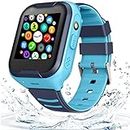 4G GPS Kids Smart Watch,Waterproof Kids Phone Smartwatch with GPS Tracker Touch Screen Video Phone Call Real-time Tracking Camera SOS Alarm Pedometer, for Boys Girls Gifts(Blue)