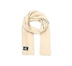 Calvin Klein Men's Key Item Woven CK Patch Scarf, Unbleached Heather, One Size