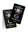 REVUZ | Gooogle Review Card with QR Code and NFC Chip | Tap or Scan | Zero Hassle Self Setup (86x54mm) (Night Black)