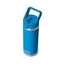 YETI Rambler 18 oz Bottle, Vacuum Insulated, Stainless Steel with Color Matching Straw Cap, Big Wave Blue