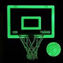 Extra Large Glow in The Dark Basketball Hoop Luminous 23”X 16” Pre-Assembled Portable Over The Door with Flex Rim, Includes One Luminous Basketball with Pump, Luminous Basketball Net for Indoor