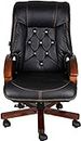 Dicor Seating Chair for Office Work at Home, Recliner Chair, Study Chair, Gaming Chair with Padded Arms & Leg Rest - Italia Premium - Black- Leather
