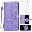Phone Case for Samsung Galaxy S9 Plus Wallet Cases with Tempered Glass Screen Protector and Leather Flip Cover Card Holder Stand Cell Accessories Glaxay S9+ 9S 9+ S 9 9plus S9plus Women Purple