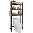 SMIBUY Mensola portaoggetti per bagno, portaoggetti in bambù sopra il WC, salvaspazio per WC indipendente con ripiani regolabili a 3 livelli (Noce)