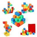 30pcs Magnetic Blocks, Montessori Magnetic Cubes with Storage Bag 3D Color Building Blocks Magnet Learning Toys Preschool Educational Cubes for Kids Toddlers Boys Girls Age 3-8