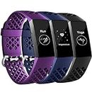 Maledan Bands Compatible with Fitbit Charge 3 and Charge 4 Women, Breathable Sport Band Replacement Wrist Bands with Air Holes for Charge 4/ Charge 3/ Charge 3 SE Fitness Tracker Women Men, Large