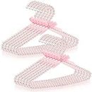 12 Pieces Pearl Beaded Clothes Hanger Mini Small Pearl Clothes Hangers Pearl Beads Metal Elegant Clothes Hangers with Ribbon Standard Hangers for Kids Baby Children Pet Cat Dog Clothes (Pink)