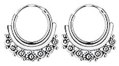 Via Mazzini 925-92.5 Sterling Silver 10mm Bali Hoop Earrings for Women and Girls Pure Silver (ER1994)