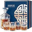 Service Carafe Whisky avec Verres, Coffret Cadeau Original pour Homme, Set Decanteur a Whisky Verre Borosilicaté (pas de Cristal), Kit Décanteur pour Degustation de Whiskey, Glass Decanter