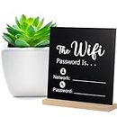 Outus Wooden WiFi Pattern Sign Chalkboard Style WiFi Pattern Password Sign Board Freestanding Centerpiece Decor Wooden Framed Sign for Home Business, 8.46 x 8.46 Inches (WiFi Password Theme)
