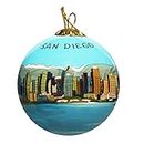 Art Studio Company San Diego California City Skyline Reverse Painted Glass Ball Christmas Ornament