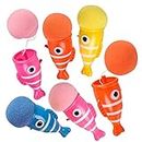 ArtCreativity Clownfish Launchers, Pack of 12, 6 Inch Foam Ball Launchers in Assorted Colors, Squeeze & Pop Game, Birthday Party Favors for Kids, Goodie bag Fillers, Carnival Prize