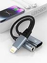 2-in-1 iPhone Headphone and Charger Adapter Lightning to 3.5mm AUX Audio + Lightning Charger Splitter Dongle for iPhone 14/13/12/11 Pro Max/Pro/Plus/Mini/XR/XS/8/7 Plus-MFi Certified