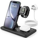 Wireless Charger, 3 in 1 Charging Station, 15W Qi Fast Foldable Magnetic Stand Dock for iPhone 15 14 13 12 11 Pro Max XS XR X 8 Plus, iWatch 9 8 7 6 5 4 3 2 SE, AirPods 3 2 Pro Astrohue(With Adapter)
