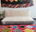 Sofá de piso marroquí hecho a mano - fundas de sofá blanco lana sin rellenar + fundas de almohada