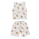 A toddler thing - Organic Cotton Muslin Jabla & Short White Jhabla | for Baby Boys & Girls | Summerwear Jabala | Sleeveless Vest | Casual Clothing | Shade: Snail Mail | Size - 12-18 Months