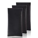 Squeeze Leather Sunglasses Pouch - 3 Pack Spring Storage Glasses Pouch Holder (Black)， Eyeglasses Case Sleeve
