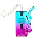 Mini Bong 10mm Portable Oil Burner Glass Water Bong Smoking Pipe Bubbler Bong Small Oil Dab Rigs for Smoking Bongs Glass Pipe Send Silicone Hose (Nicotine Free)