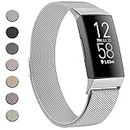 Vancle band for Fitbit Charge 4 Band for Women Men, Stainless Steel Mesh Breathable Wristband with Adjustable Magnet Clasp for Fitbit Charge 4 / Charge 3 (.Silver, Large)