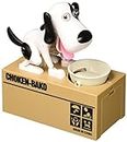 Hungry hound coin bank robot dog coin eating dog box white spot, choken bako robotic dog coin bank