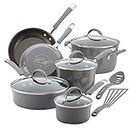 Rachael Ray 16802 Cucina Nonstick Cookware Pots and Pans Set, 12 Piece, Sea Salt Gray