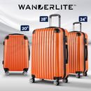 Wanderlite 3pc Luggage Trolley Travel Set Suitcase Carry On TSA Lock Orange