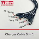 USB Charger Cable 5 in 1 For Nintendo GBASP DSL DSi 2DS 3DS WiiU SONY PSP