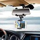 DHARTI MART 360 Degree Rotation Rearview Mirror Phone Holder Mobile Stand Mount Adjustable Arm & Angle Cradles Tabletop Phone Stand for Desk Car Vehicles Cell Phone Automobile