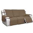 PureFit Water Resistant Reversible Sofa Covers for Reclining Sofa 3 Seat - Non Slip Split Recliner Couch Cover for 3 Cushion Couch, Washable Furniture Protector for Kids, Dogs (3 Seat, Camel/Ivory)