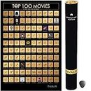 Top 100 Movies Scratch Off Poster - Films of all Time Bucket List - 24x16" Easy to Frame Scratchable Cinema Checklist Poster - Must See Movie Challenge - 100 Essential Movies Scratch off Calendar with
