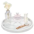 Emibele Vanity Tray, Resin Round Tray Decorative Storage Organizer for Bathroom Toilet Tank Bedroom Kitchen Countertop, Jewelry Storage Dresser Tray for Candle, Lotion Bottle, Cosmetics, Gravel White