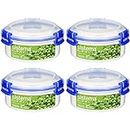 Sistema KLIP IT PLUS Round Food Storage Containers | 300 ml Leak-Proof, Stackable & Airtight Fridge/Freezer Containers with Lid | BPA-Free | Recyclable with TerraCycle® | 4 Count, Blue