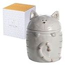 SPOTTED DOG GIFT COMPANY Cat Cookie Jar with Lid, Ceramic Kitchen Canister for Countertop, Cute Novelty Food Storage Container, Cat Kitchen Accessories Decor Gifts for Cat Lovers, Gray 47oz