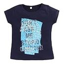 Hopscotch Girls Cotton Tees in Navy Color for Ages 12-18 Months (OLD-4640457)