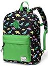 Preschool Backpack,Vaschy Little Kid Backpacks for Boys with Chest Strap Cute Dinosaur.