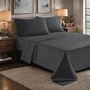 KEDARA CLOTH Solid Fitted Bedsheet Set- 1800 TC Microfiber - 3-Piece Bedding Sheet Set with 2 Pillowcases-Softness- -Fitted bedsheet_Dark Grey Solid_72" x 30"