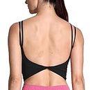 Aoxjox Women's Workout Sports Bras Fitness Padded Backless Yoga Crop Tank Top Twist Back Cami (Black, Medium)