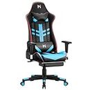 Precision Synergie Gaming Chair with footrest, Ergonomic Office Chair for home, Gaming Chair for Adults, 90-165°Backrest Adjustable Computer Chair, Desk Chair with Armrests, Black & Blue